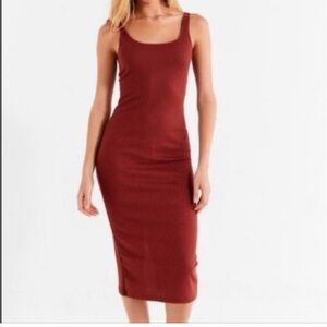 Urban Outfitters womans ribbed Brown Sleeveless midi bodycon Dress size M
